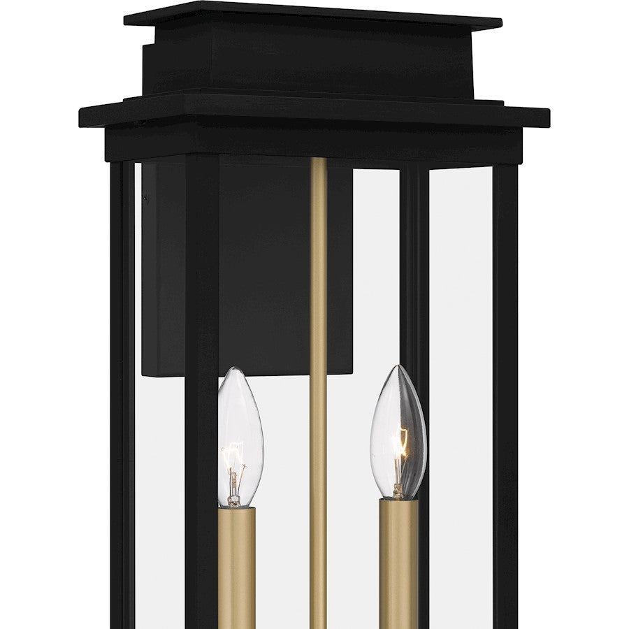 Noelle 2 Light Outdoor Lantern, Black/Clear Panel Side