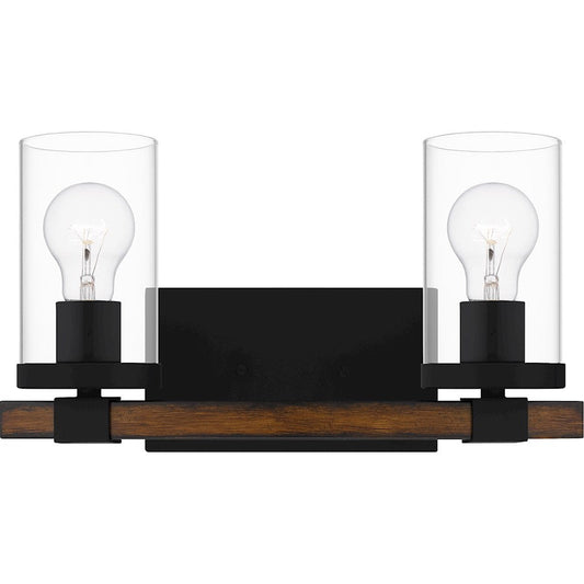 Nottinghill 2 Light Bath Light, Matte Black/Clear