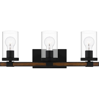 Nottinghill 3 Light Bath Light, Matte Black/Clear