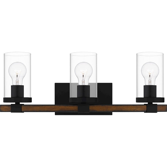 Nottinghill 3 Light Bath Light, Matte Black/Clear