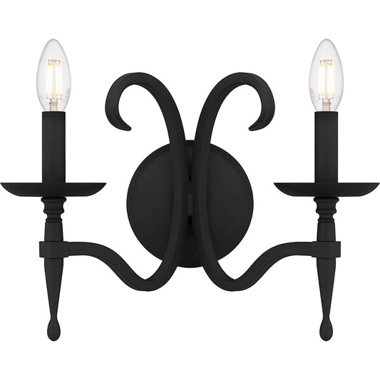 Quoizel Octavia 2 Light Wall Sconce, Earth Black - OCA8714EK