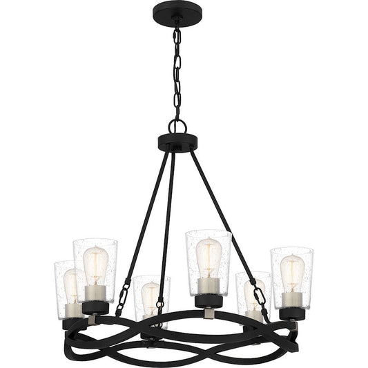 Overlook 6 Light Chandelier, Earth Black/Clear Seedy