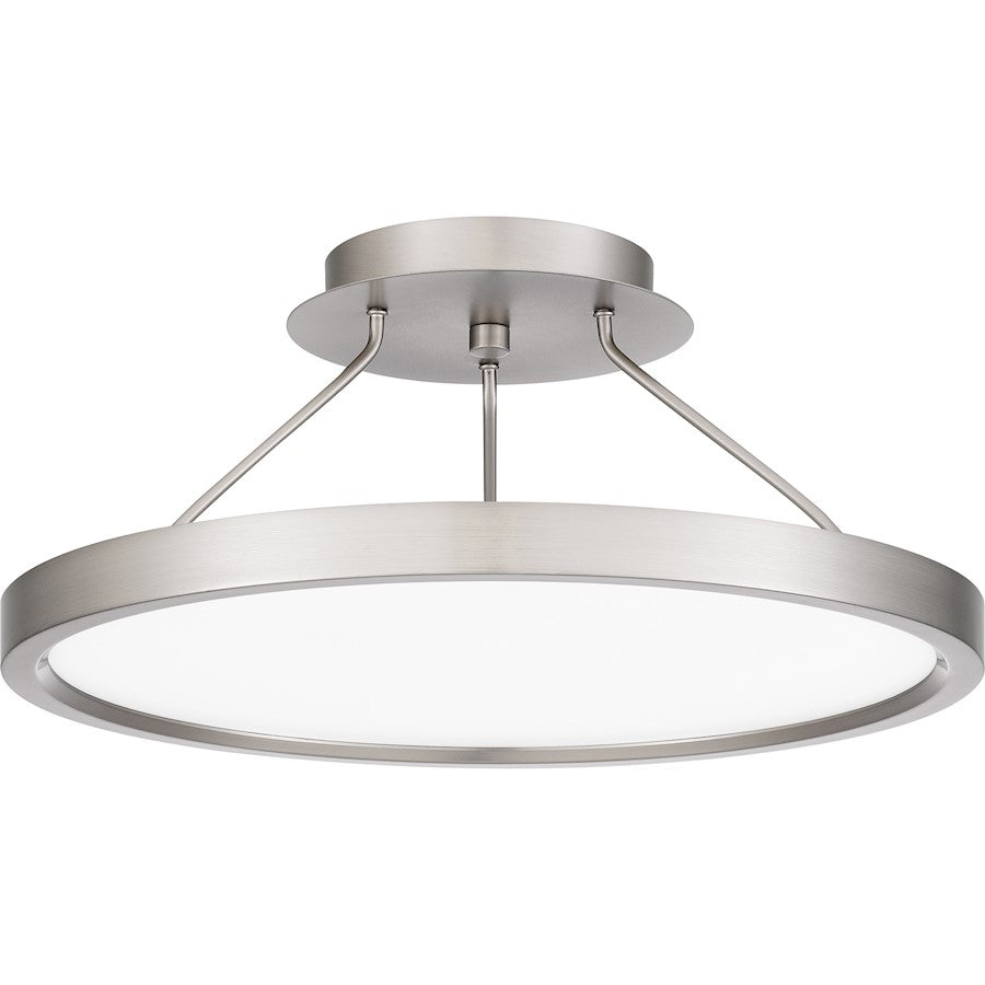 Quoizel Outskirts LED 15" Semi-Flush Mount, Nickel/White Acrylic - OST1815BN