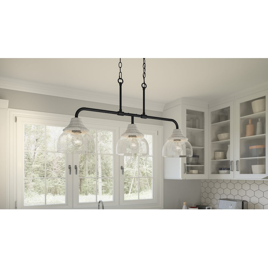 Quoizel Otten 3 Light Island Light, Matte Black/Clear Seedy - OTN336MBK