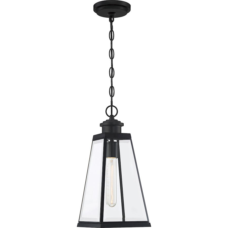 Paxton 1 Light Mini Pendant, Matte Black/Clear Beveled