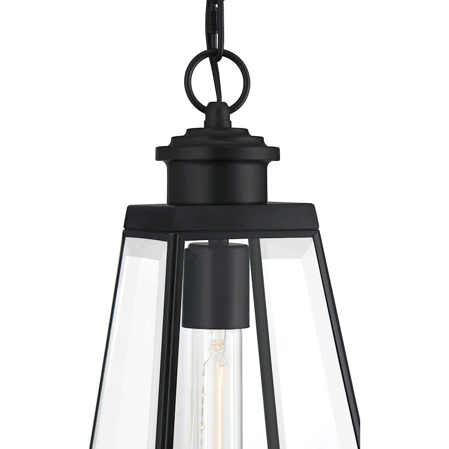 Paxton 1 Light Mini Pendant, Matte Black/Clear Beveled