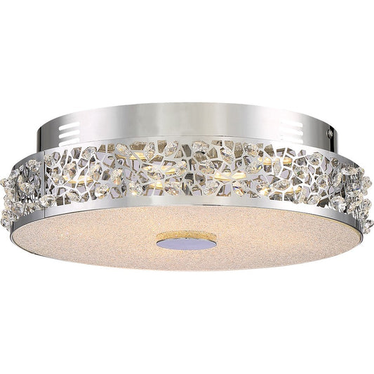 Platinum Amber Glow Light Flush Mount, Med, Polished Chrome