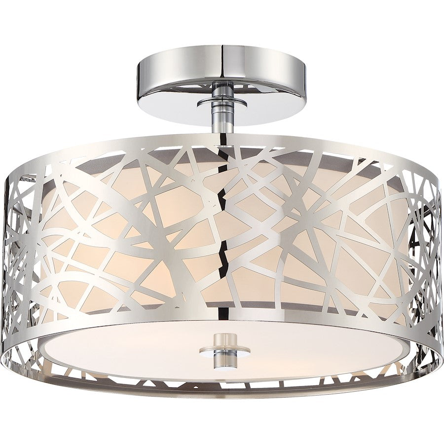 Platinum Collection Abode Semi-Flush Mount, 2 Light, Polished Chrome