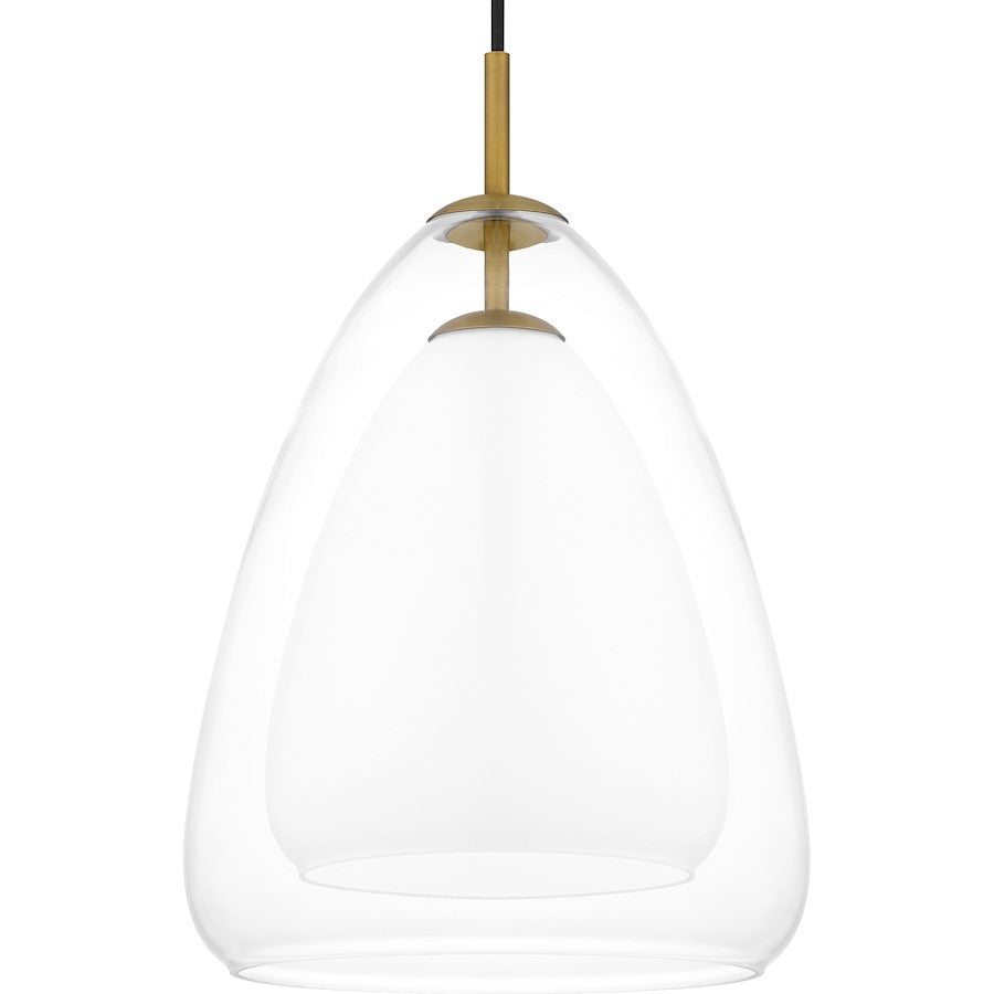 Aero 1 Light Mini Pendant, Aged Brass/Clear/Opal