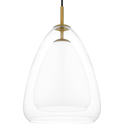 Aero 1 Light Mini Pendant, Aged Brass/Clear/Opal