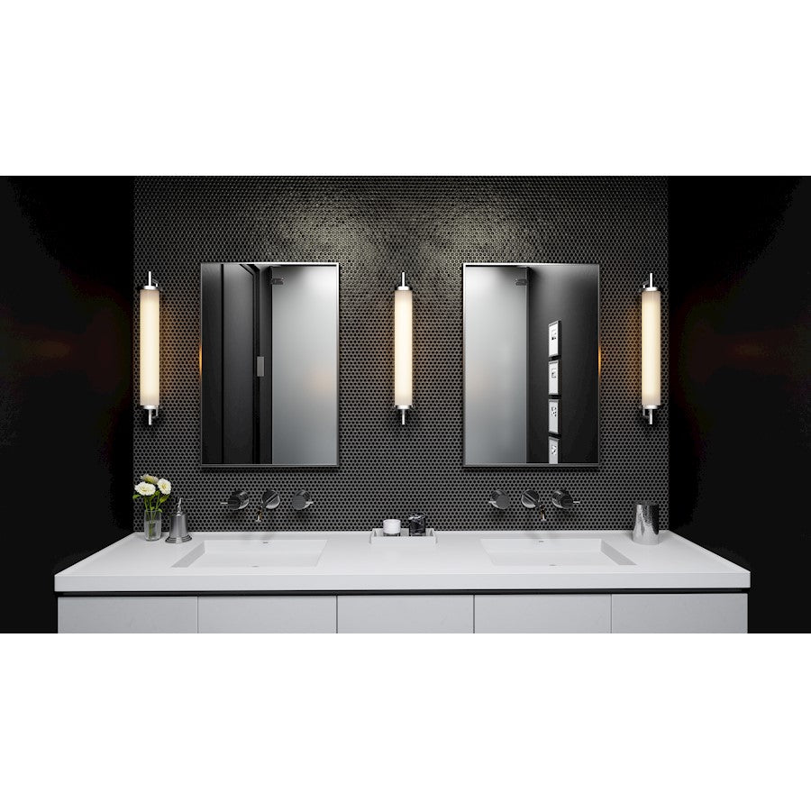 Caledon Bath Vanity, Polished Chrome/Clear , White Acrylic