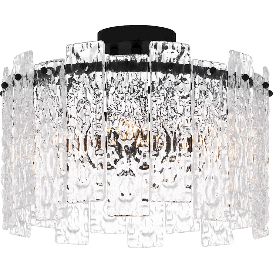 Caspian 4 Light Semi-Flush Mount, Black/Clear Textured