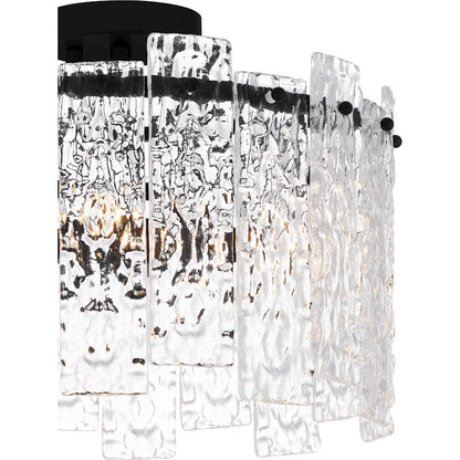 Caspian 4 Light Semi-Flush Mount, Black/Clear Textured