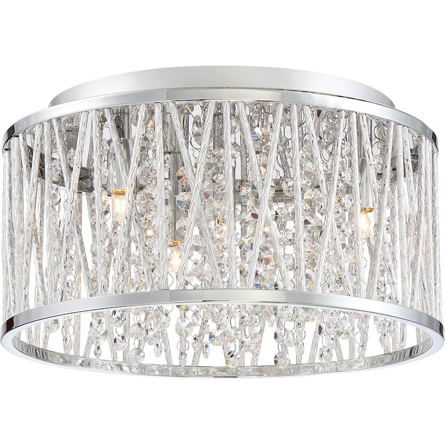 Platinum Collection 4 Light Crystal Cove Flush Mount, Polished Chrome