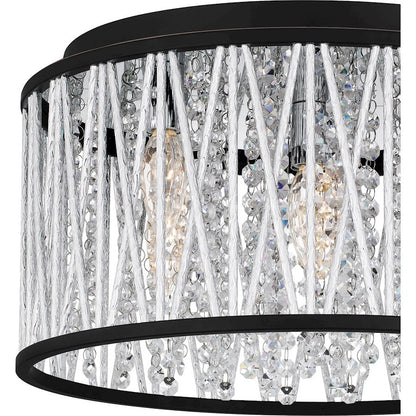 Celeste 5 Light Flush Mount, Matte Black/Clear Crystal