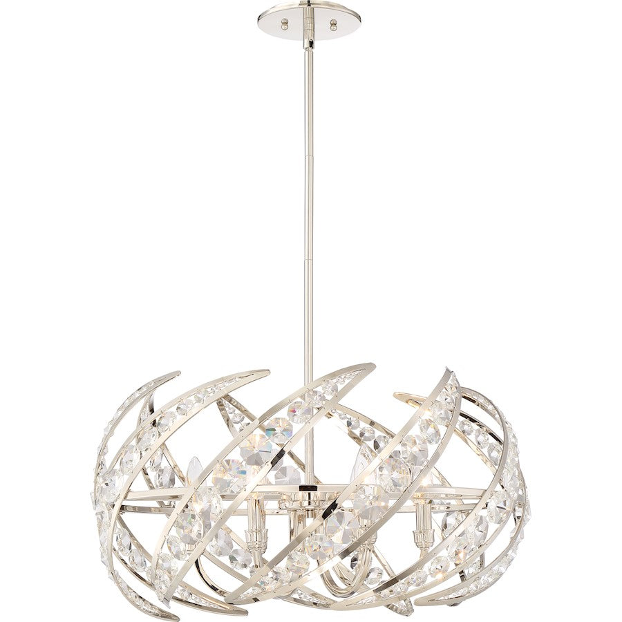 Platinum Collection 4 Light Crescent Pendant, Polished Nickel