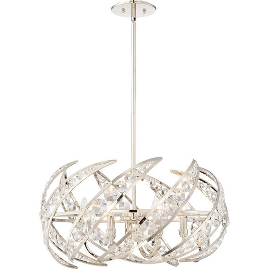 Platinum Collection 4 Light Crescent Pendant, Polished Nickel