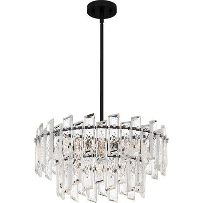 Dion 6 Light Pendant, Matte Black/Clear Crystal Glass