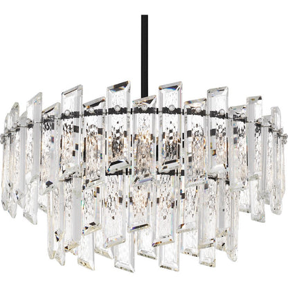 Dion 6 Light Pendant, Matte Black/Clear Crystal Glass