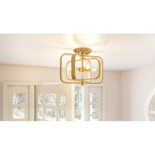 Quoizel Dupree 4 Light Semi-Flush Mount, Brushed Weathered Brass - PCDPR1714BWS