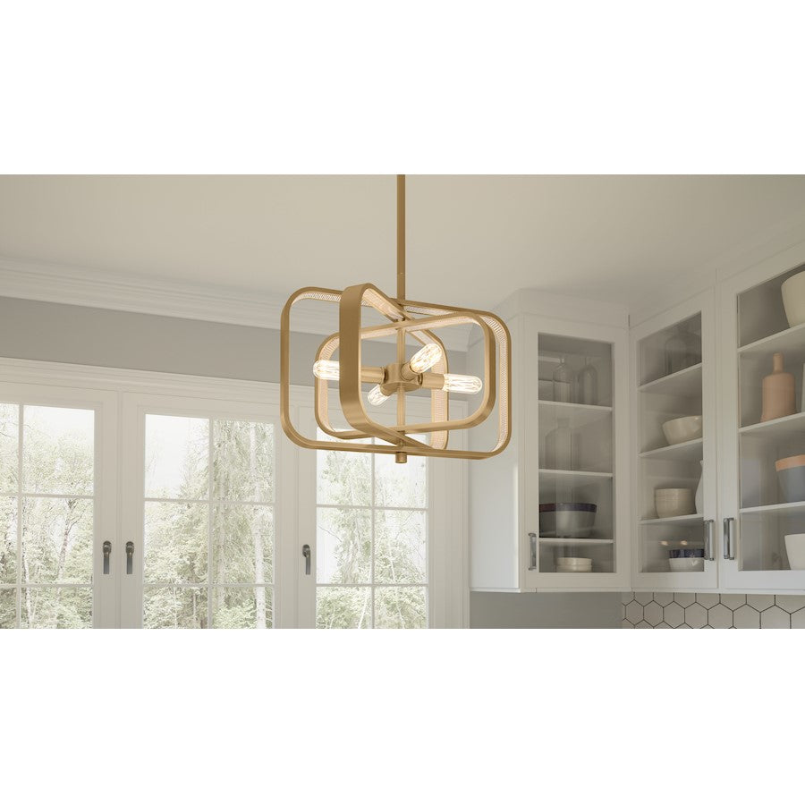 Quoizel Dupree 4 Light Pendant, Brushed Weathered Brass - PCDPR2814BWS