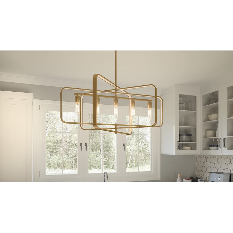 Quoizel Dupree 5 Light Island Light, Brushed Weathered Brass - PCDPR534BWS