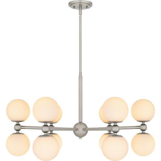 Quoizel Elser 12 Light Chandelier, Brushed Nickel/Opal Etched - PCELS5031BN