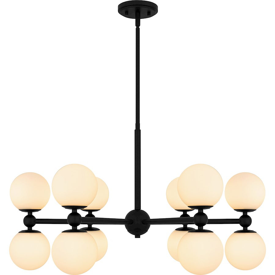 Quoizel Elser 12 Light Chandelier, Matte Black/Opal Etched - PCELS5031MBK