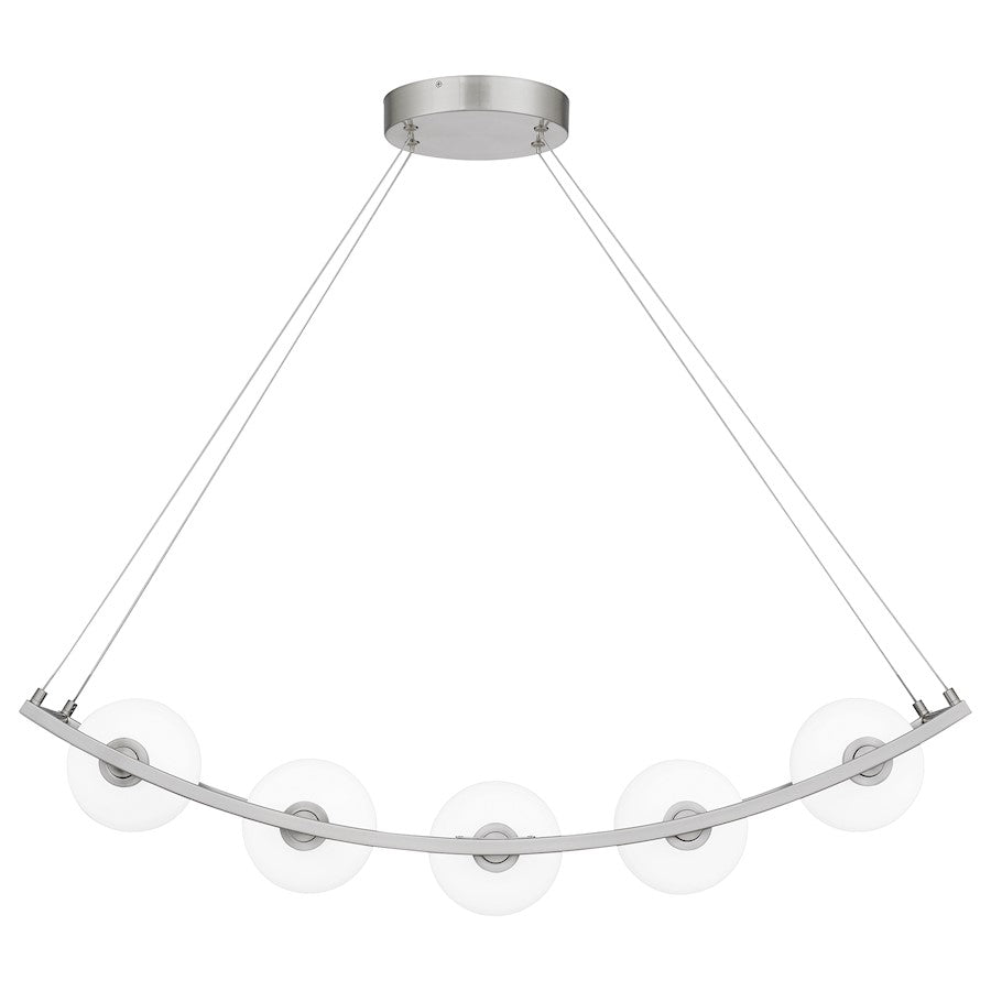 Enzo 5 Light Chandelier Light, Brushed Nickel/Opal Etched