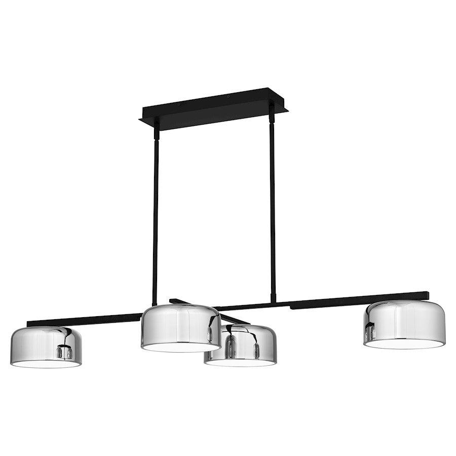 Gabriel 21" Chandelier, Matte Black/Metal Shade