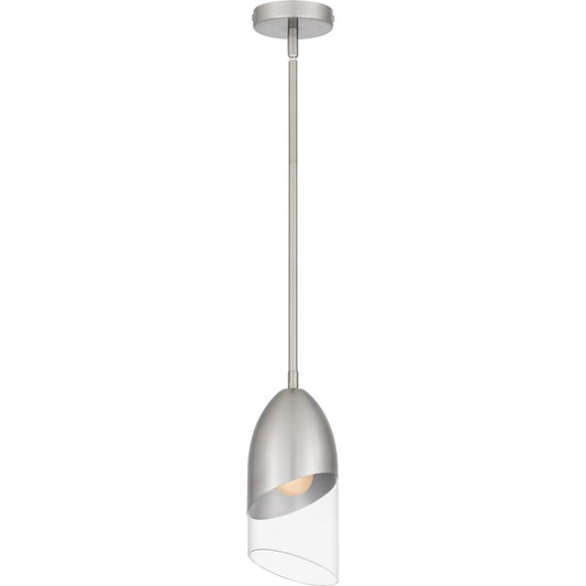 Quoizel Haynes 1 Light Mini Pendant, Brushed Nickel/Clear - PCHAY1505BN