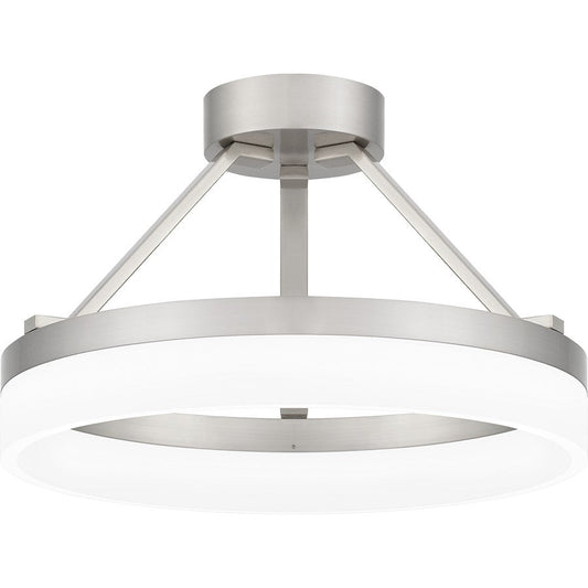 Cohen Semi-Flush Mount, Brushed Nickel/White Acrylic