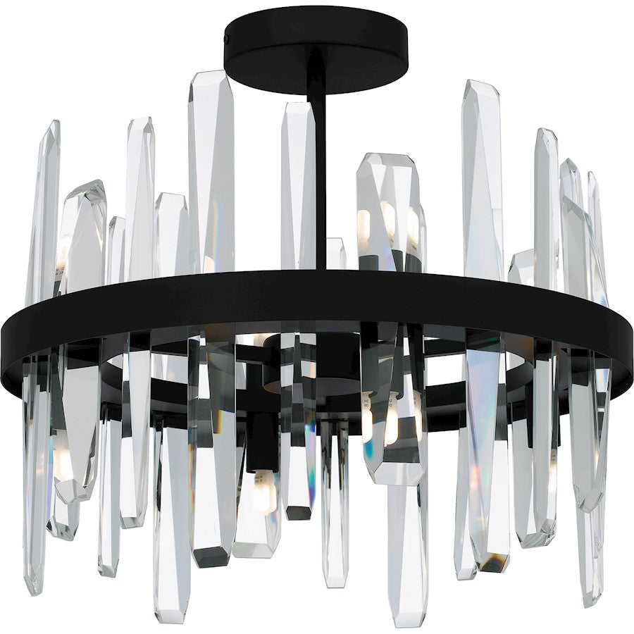 Quoizel Regal 8 Light Semi-Flush Mount, Matte Black/Clear - PCRGL1716MBK