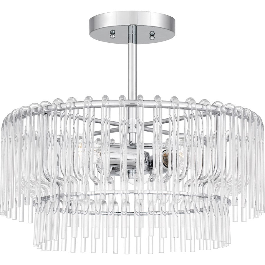 Quoizel Tayshia 3 Light Semi-Flush Mount, Polished Chrome/Clear - PCTAY1718C