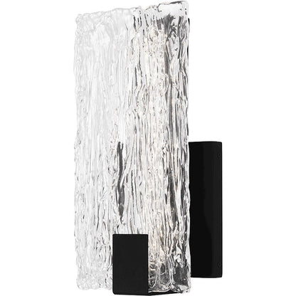 Winter Wall Sconce, Matte Black/Clear Textured