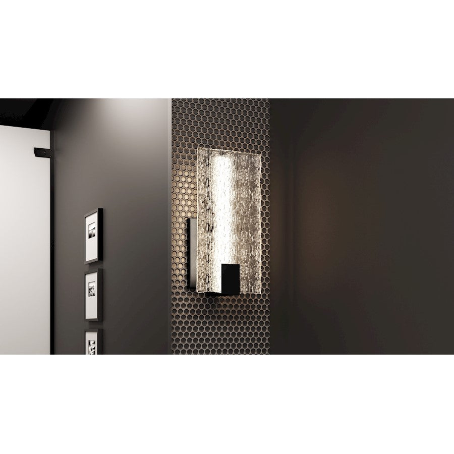 Winter Wall Sconce, Matte Black/Clear Textured