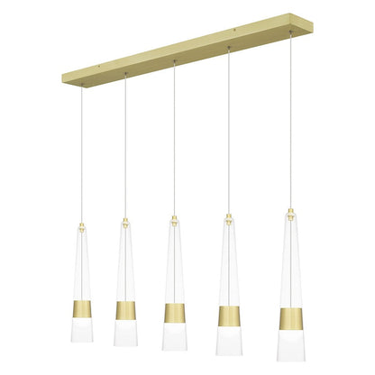 Zia Chandelier, Satin Gold/Clear