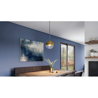 Perrine 1 Light Mini Pendant, Weathered Brass/Clear Seeded