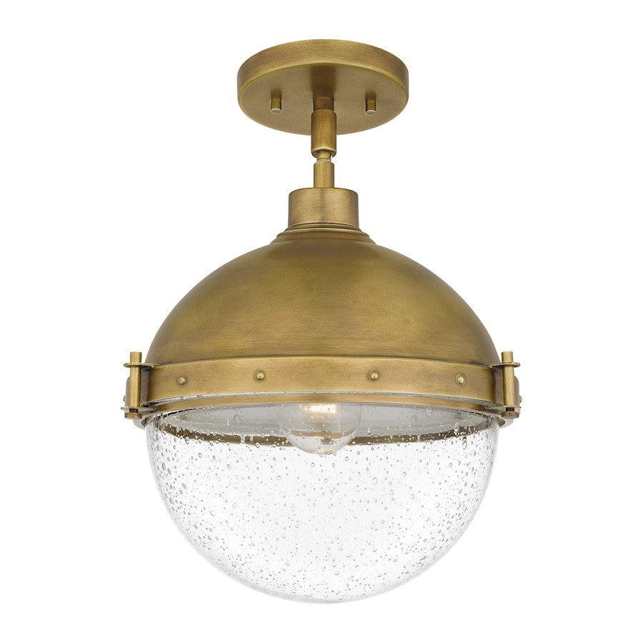 Perrine 1 Light Semi-Flush Mount, Weathered Brass/Seeded