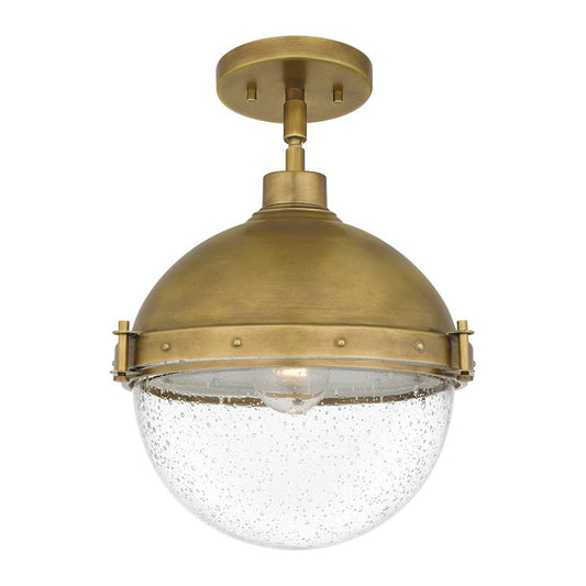 Perrine 1 Light Semi-Flush Mount, Weathered Brass/Seeded