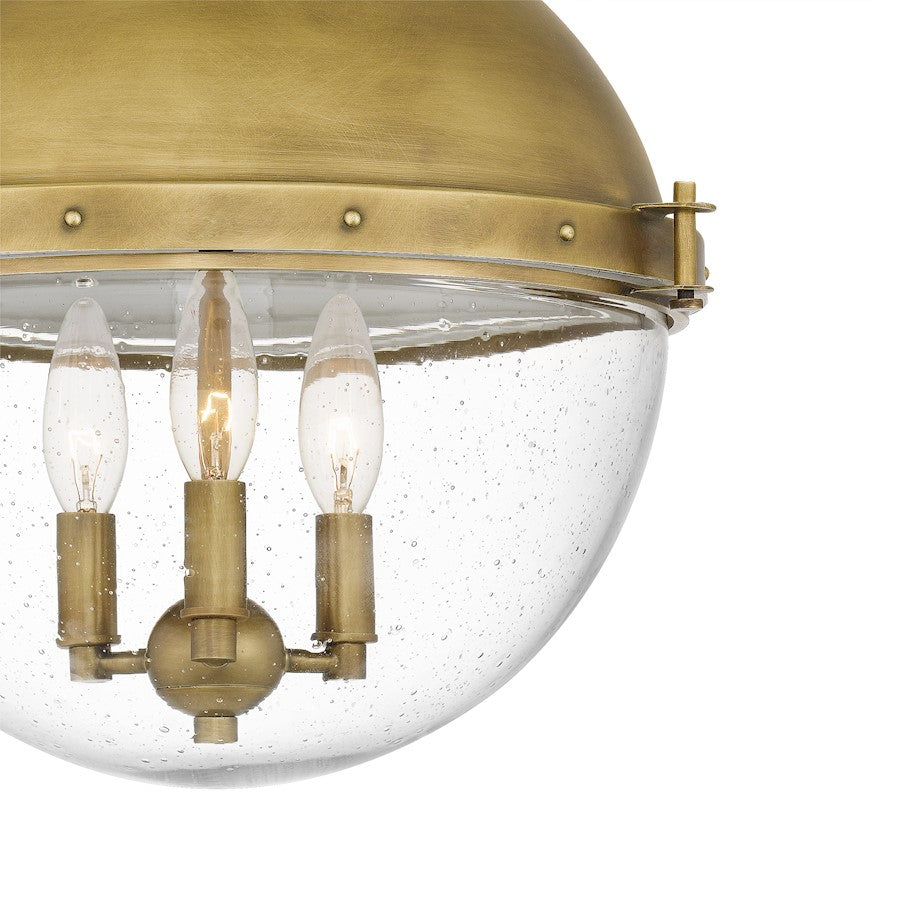 Perrine 3 Light Semi-Flush Mount, Weathered Brass/Seeded