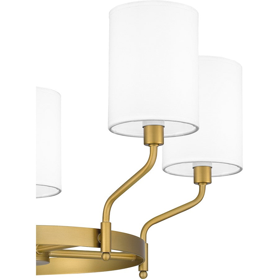 Parkington 5 Light Chandelier, Aged Brass/White