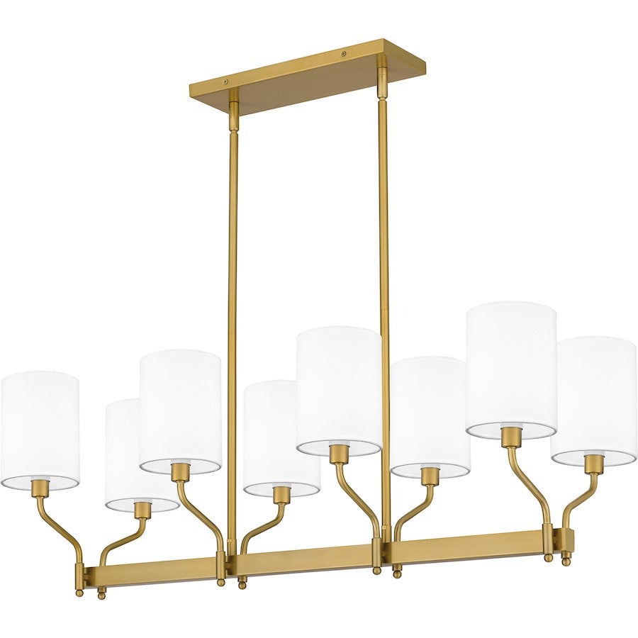 Parkington 8 Light Island Light, Aged Brass/White