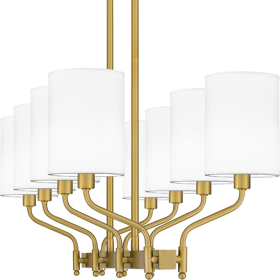 Parkington 8 Light Island Light, Aged Brass/White