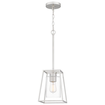 Prescott 1 Light Mini Pendant, Brushed Nickel/Clear