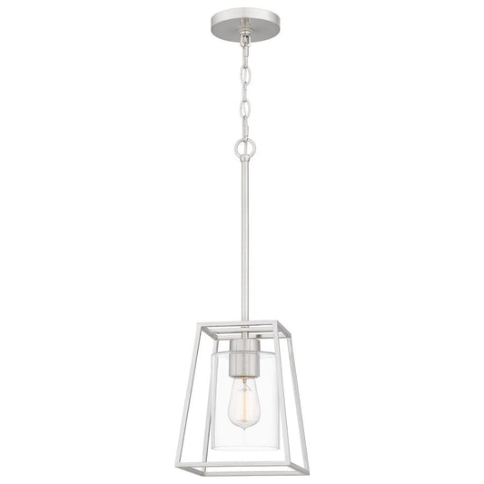 Prescott 1 Light Mini Pendant, Brushed Nickel/Clear