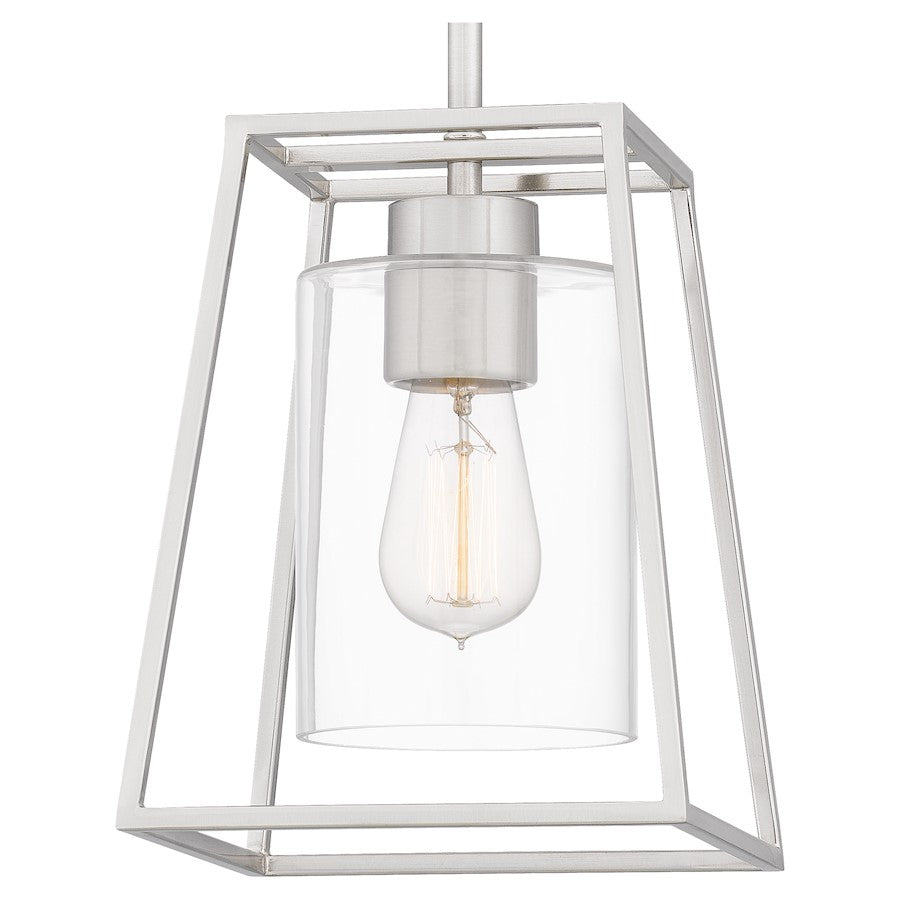 Prescott 1 Light Mini Pendant, Brushed Nickel/Clear