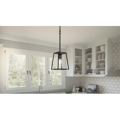 Prescott 1 Light Mini Pendant, Matte Black/Clear