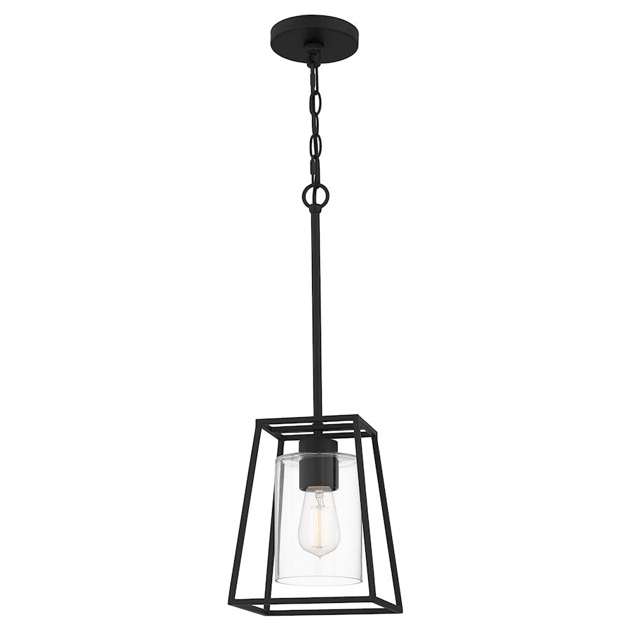 Prescott 1 Light Mini Pendant, Matte Black/Clear