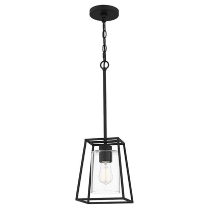 Prescott 1 Light Mini Pendant, Matte Black/Clear